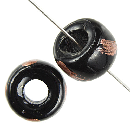 Glass Ring 18mm Large Hole Black Copper Print