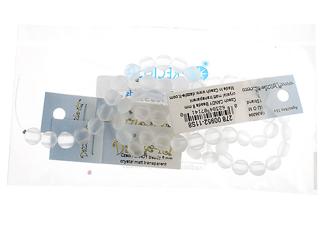 Czech Candy Beads 8mm 2 Holes Transparent