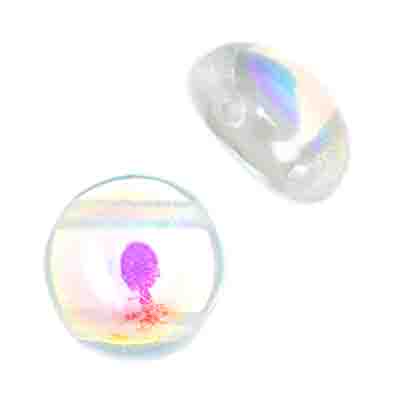 Czech Candy Beads 8mm 2 Holes Transparent