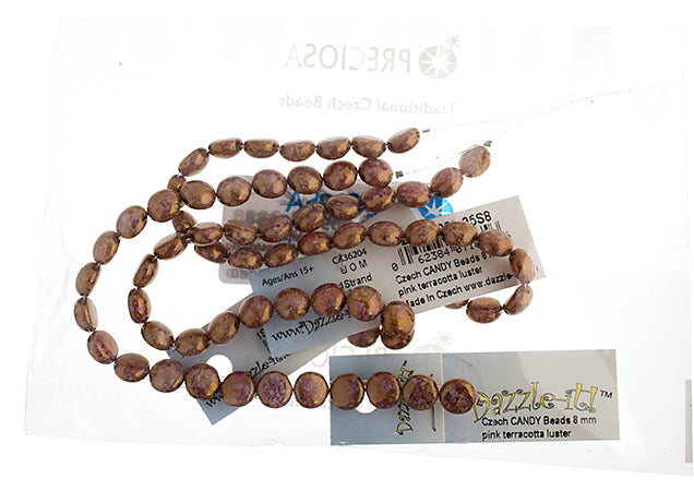 Czech Candy Beads 8mm 2 Holes Transparent