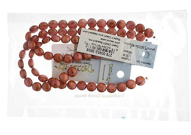 Czech Candy Beads 8mm 2 Holes Transparent