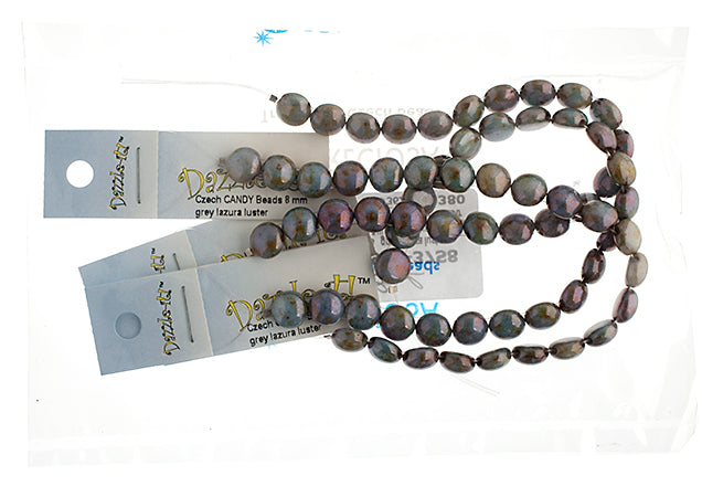 Czech Candy Beads 8mm 2 Holes Transparent