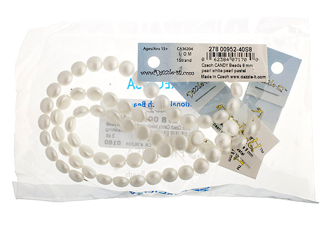 Czech Candy Beads 8mm 2 Holes Opaque Pearl Pastel