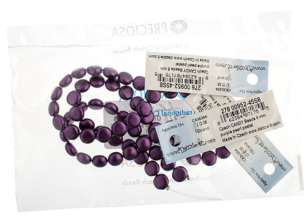 Czech Candy Beads 8mm 2 Holes Opaque Pearl Pastel