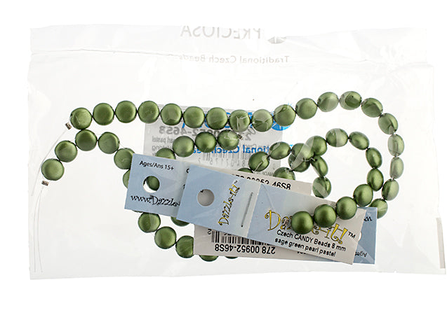 Czech Candy Beads 8mm 2 Holes Opaque Pearl Pastel