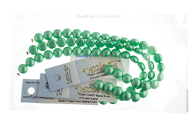 Czech Candy Beads 8mm 2 Holes Opaque Pearl Pastel