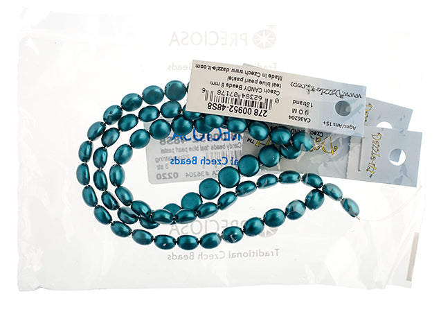 Czech Candy Beads 8mm 2 Holes Opaque Pearl Pastel