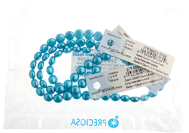 Czech Candy Beads 8mm 2 Holes Opaque Pearl Pastel