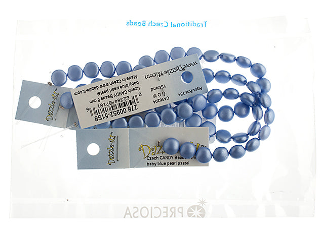 Czech Candy Beads 8mm 2 Holes Opaque Pearl Pastel