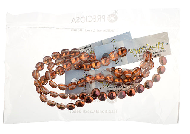 Czech Candy Beads 8mm 2 Holes Transparent