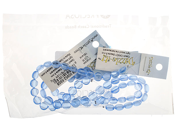 Czech Candy Beads 8mm 2 Holes Transparent