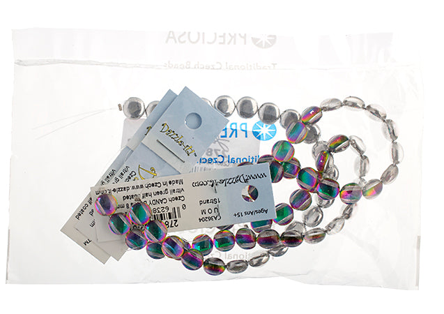 Czech Candy Beads 8mm 2 Holes Transparent