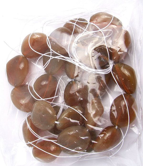 Glass Bead 26x22mm Stone Shape Strung 