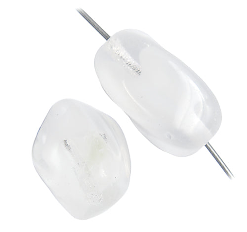 Glass Bead Oval Twist 16x11mm Silk w/Crystal Overlay