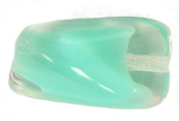 Glass Bead 17x12mm Twisted Rectangle with Crystal Overlay