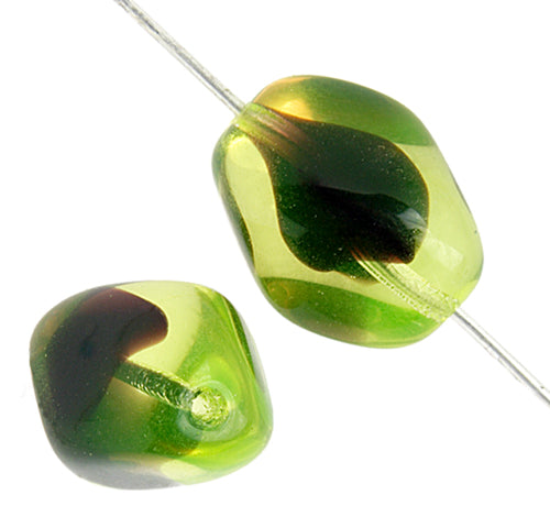 Glass Oval Twisted Beads 15x11mm 