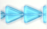 Glass Bead Flat Triangle Strung 19x18mm Aqua