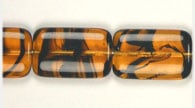 Glass Bead Flat Rectangle Strung 19x12mm Tortoise