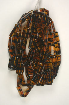 Glass Bead Flat Rectangle Strung 19x12mm Tortoise