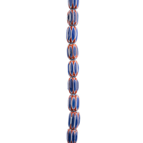 Glass Chevron Beads Oval Blue (3x7in Strand)