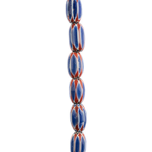 Glass Chevron Beads Oval Blue (3x7in Strand)