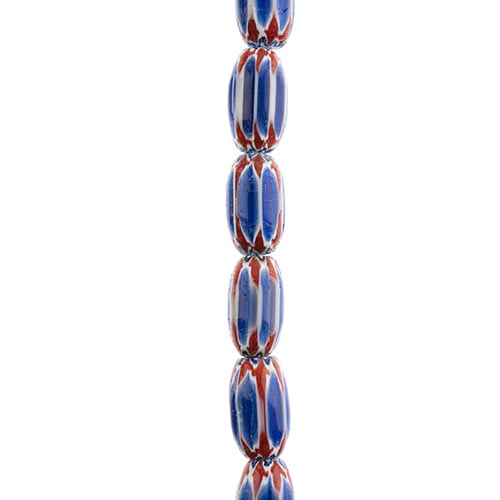 Glass Chevron Beads Oval Blue (3x7in Strand)