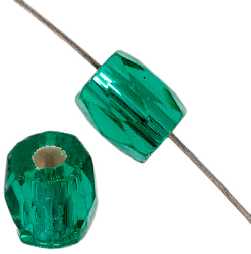 Glass Bead Ornela Cut 7mm Green Silver Lined