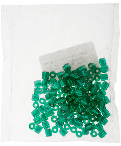 Glass Bead Ornela Cut 7mm Green Silver Lined