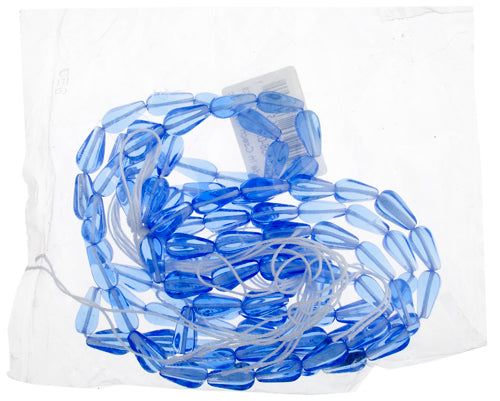 Glass 13x8mm Square Drop Bead Transparent Light Sapphire Strung