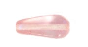 Glass 13x8mm Square Drop Bead Transparent Crystal/Pink Strung