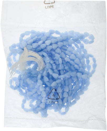 Glass Cathedral 6x5mm Light Blue Strung Heart Bead