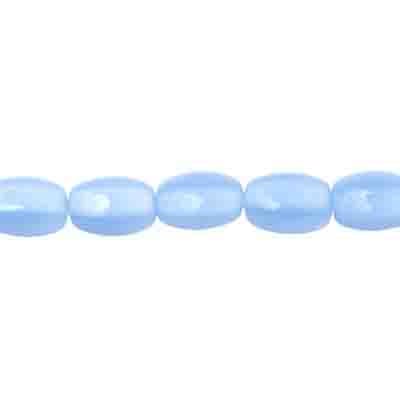 Glass Cathedral 8/5mm Light Blue Oval Bead Strung