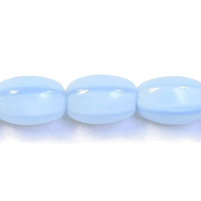 Glass Cathedral 8/5mm Light Blue Oval Bead Strung