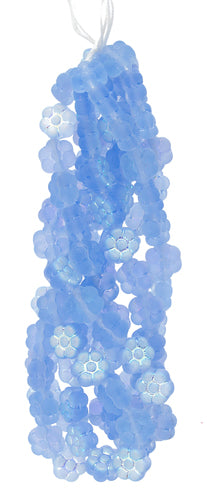 Glass Bead Flower 8mm Light Blue Strung Matte/AB