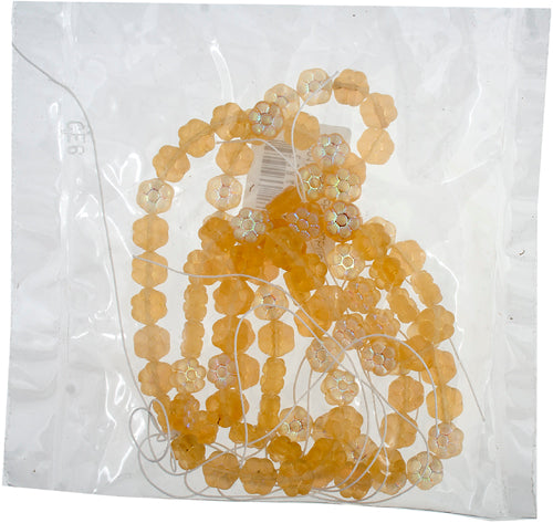 Glass Bead Flower 8mm Light Topaz Strung Matte/AB