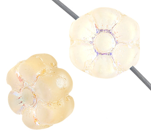 Glass Bead Flower 8mm Light Topaz Strung Matte/AB