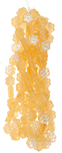Glass Bead Flower 8mm Light Topaz Strung Matte/AB