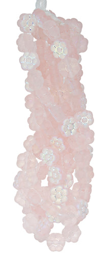 Glass Bead Flower 8mm Rosaline Strung Matte/AB