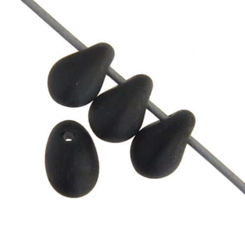 Czech Glass Bead Droplet 4x6mm Strung Matt