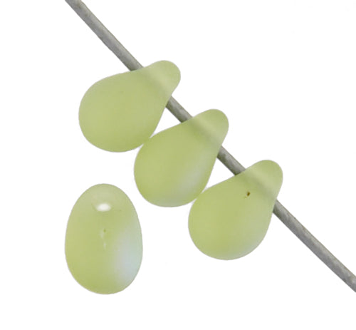 Czech Glass Bead Droplet 4x6mm Strung Matt