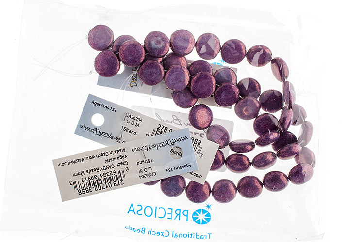 Czech Candy Beads 12mm 2 Holes Opaque