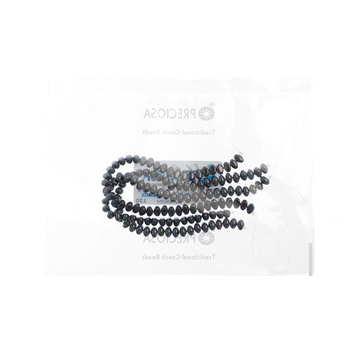 Czech Candy Oval 2 Holes White Green Lazure Luster