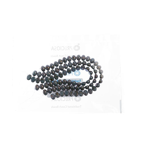 Czech Candy Oval 2 Holes White Green Lazure Luster