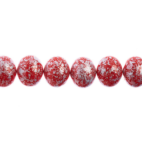 Czech Candy Oval 2 Holes Opaque Red Silver Speckled