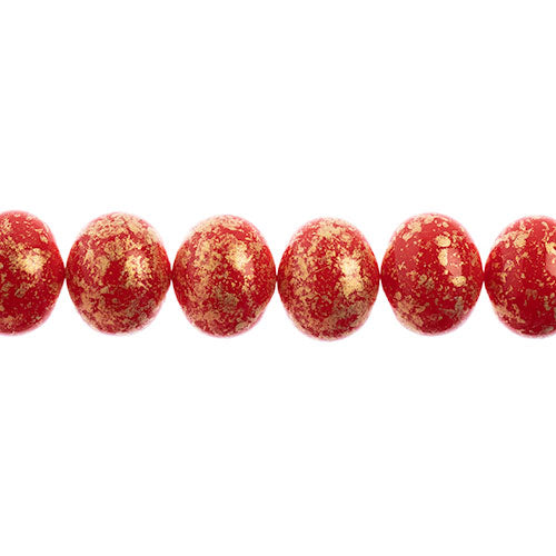 Czech Candy Oval 2 Holes Red Gold Speckled