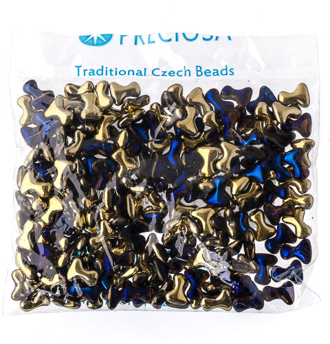 Czech Preciosa Tee Bead 2x8mm Crystal/California Gold