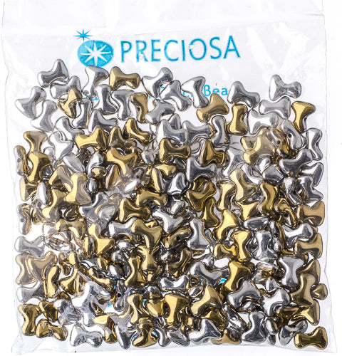 Czech Preciosa Tee Bead 2x8mm Crystal/California Gold