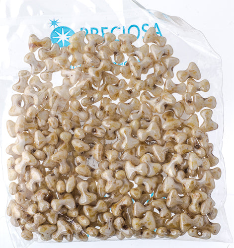 Czech Preciosa Tee Bead 2x8mm Alabaster/Picasso Shades