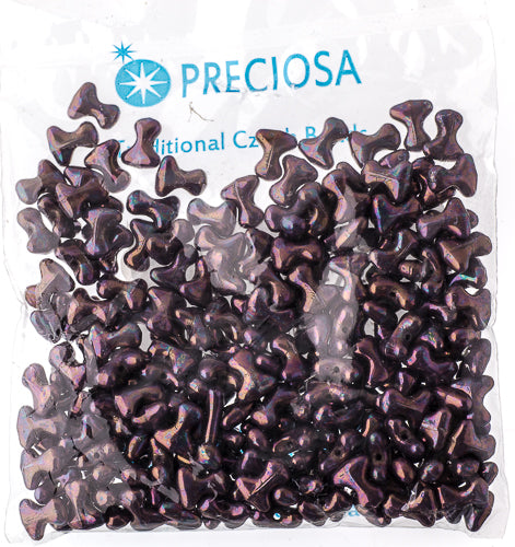 Czech Preciosa Tee Bead 2x8mm Vega Iris Purple Shades