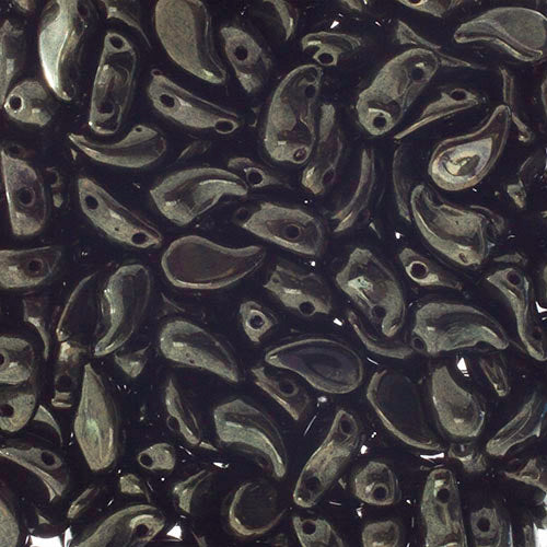 Czech Bead Zoli Duo Left 2-Hole 5x8mm 6.5g Vial Black Shades